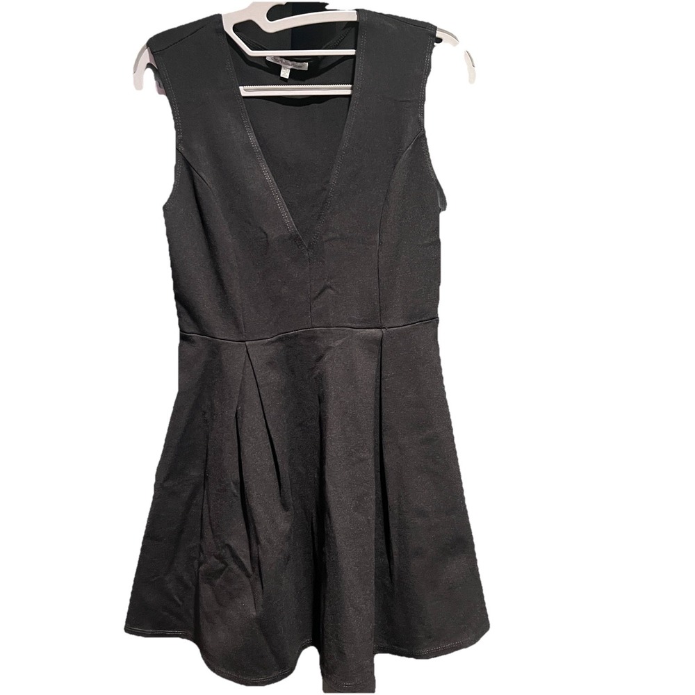 Charlotte Russe Black Fit & Flare Dress V-Neck Sleeveless Short Y2K  Size M